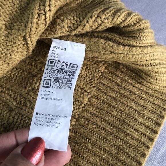 Cable Knit Fisherman Sweater Crewneck Khaki Men’s XL Pullover Preppy Academia - Picture 5 of 8